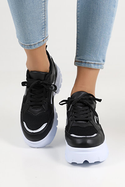 Encool Women's Black Sneaker - Stylish Casual Sports Shoes with High White Sole