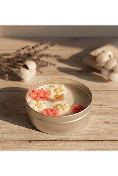 Mumlight Dekoratif , Hediyelik Teneke Kutu Vanilya Kokulu Çiçek Arajmanı Mum ...