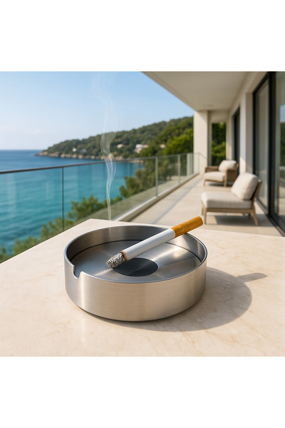 Veliday Stainless Steel Ashtray with Scoop - 10 cm Ashtray with Scoop Stainless Steel Ashtray