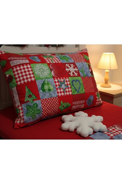 Taç Yılbaşı Deseni Yastık Kılıfı 1 Adet 50x70 cm %100 Pamuk