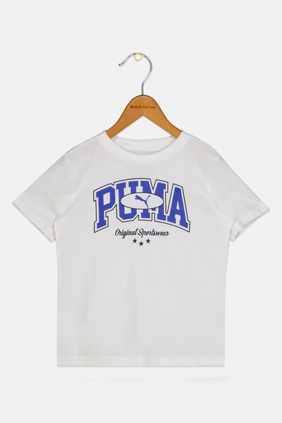Puma Kids Boy Sportswear Fit Brand Logo Short Sleeve Outdoor T-Shirt, White