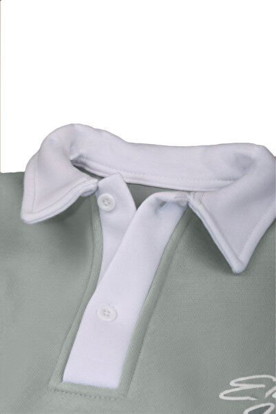 DeepSEA Men's Mint Green Relax Fit Fleece Lined Polo Neck Sweatshirt – Cotton Thick Sweatshirt 2600762