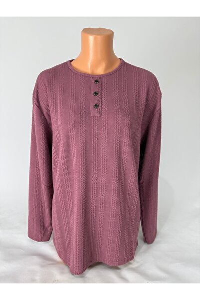 YAŞAR TRİKO Kadın Örgü Desenli Bisiklet Yaka Uzun Kollu Yanları Yırtmaçlı Yün...