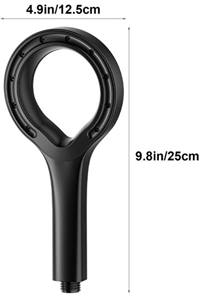 MERİÇ TİCARET Siyah Halka Duş Başlığı Tasarruflu Yüksek Basınçlı Su Tasarrufl...