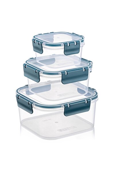 ELİFSU HOME Square Chef Box Square 3-Piece Set (400ml 900ml 1800ml)