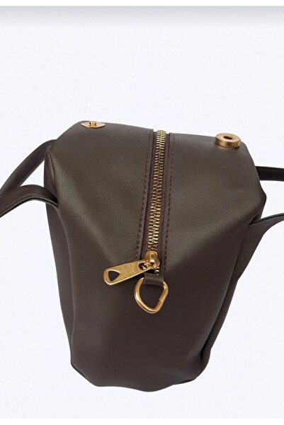 EZZY BLİSS Ezzybliss Women's Bitter Brown Magnetic Zippered Daily Handbag with Shoulder Strap and Adjustable Strap