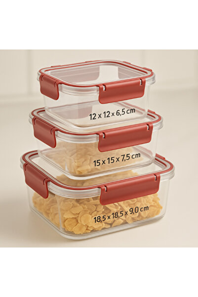 ELİFSU HOME Square Chef Box Square 3-Piece Set (400ml 900ml 1800ml)
