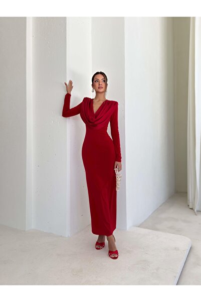 khar Peldire Women's Pleated Collar Shoulder Shoulder Pad Piece Stylish Dress