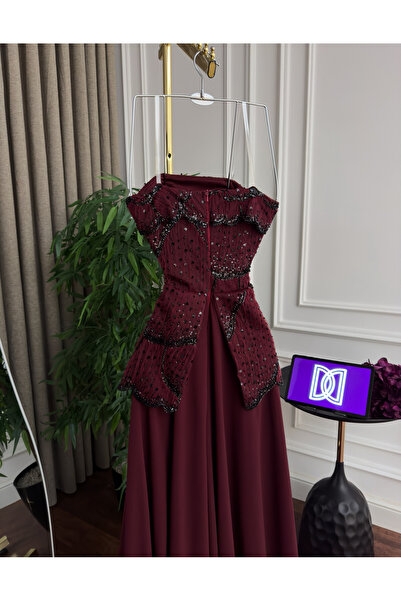 DEYARA FASHION Evening dress with embroidered bodice and chiffon flared skirt