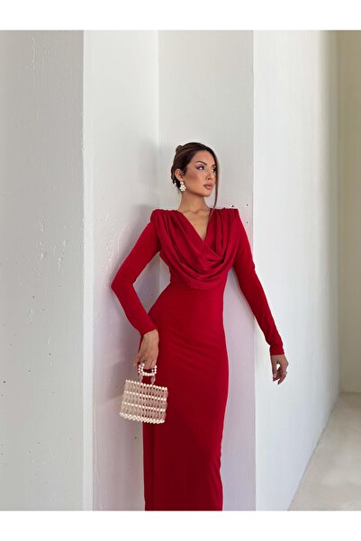 khar Peldire Women's Pleated Collar Shoulder Shoulder Pad Piece Stylish Dress