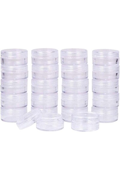 Generic Mini round clear plastic jars with transparent lids. 12 pieces, suitable for a bag of daily creams.