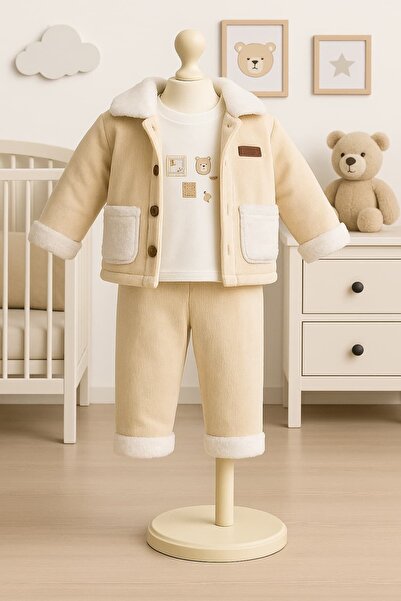 KapsülBebek 100% Cotton Baby 3-Piece Winter Set