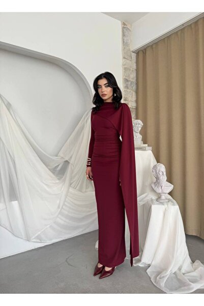 ETİKAFASHION Pelerin Detaylı Slim Kadın Elbise