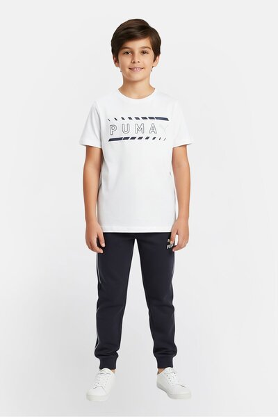 Puma Kids Boy Brand Logo Short Sleeve Outdoor T-Shirts, White