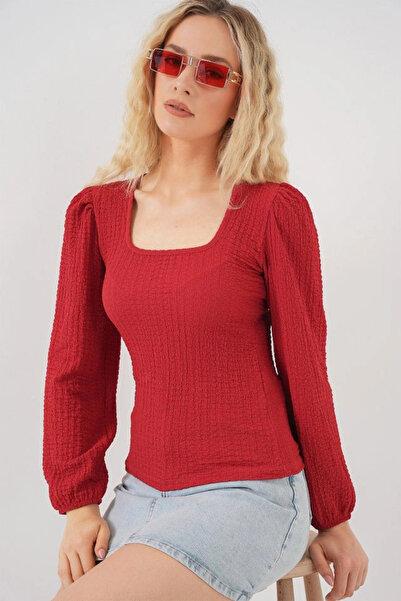 nedo7 0442 Long Sleeve Blouse - Red