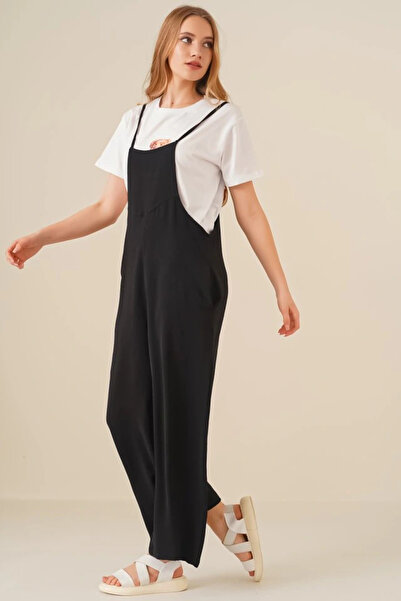 nedo7 7019 Strappy Gardener Overalls - Black