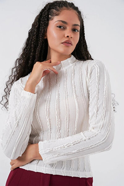 nedo7 Textured stretch knit blouse 975 - white