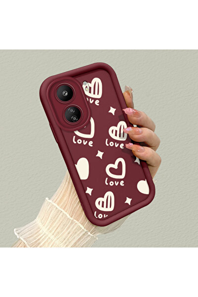 ucuc Xiaomi Poco C65 Uyumlu Silikon Malzeme Darbeye Dayanıklı Basit Bordo Tel...