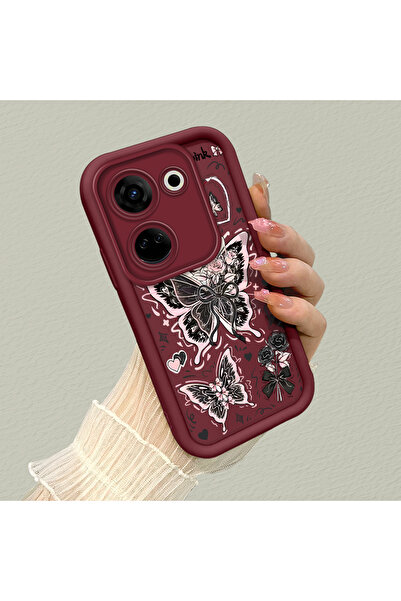 ucuc حافظة هاتف بسيطة باللون الأحمر الداكن متوافقة مع تكنو كامون 20، مصنوعة م...