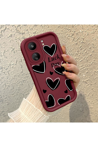 ucuc Xiaomi Poco C65 Uyumlu Silikon Malzeme Darbeye Dayanıklı Basit Bordo Tel...