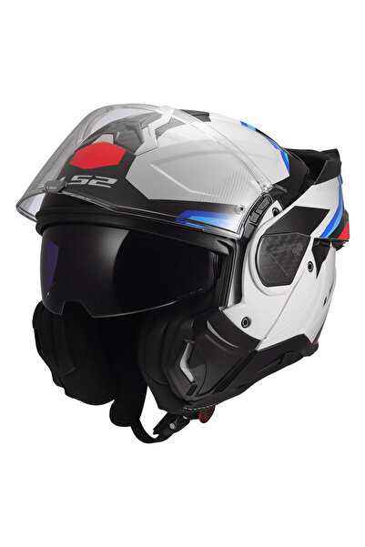 LS2 Advant 2 Trıple Beyaz-Mavi-Kırmızı-Siyah Çene Açılır Motosiklet Kaskı