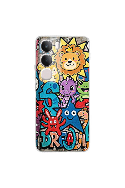 PrintiFy Vivo Y29 5G ile Uyumlu Grafiti Star Team Tasarımlı Şeffaf Silikon Kılıf