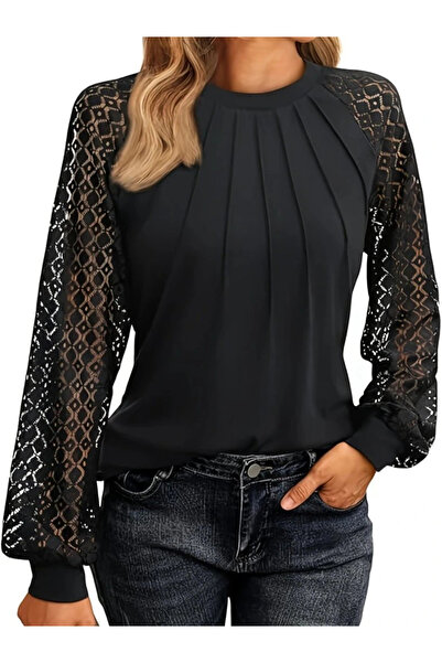 nedo7 Women's Long Sleeve Half Turtleneck Front Ribbed Viscose Two Thread Blouse