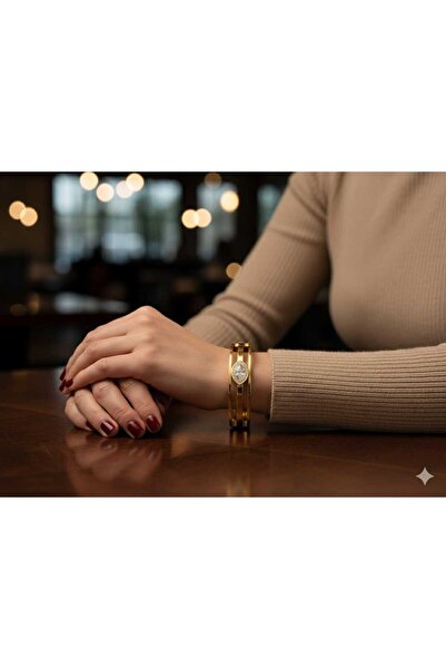 xmx Gold Renk İtalyan Ezme Kaburga Model Zirkon Taşlı Kelepçe - 22 Ayar Görün...