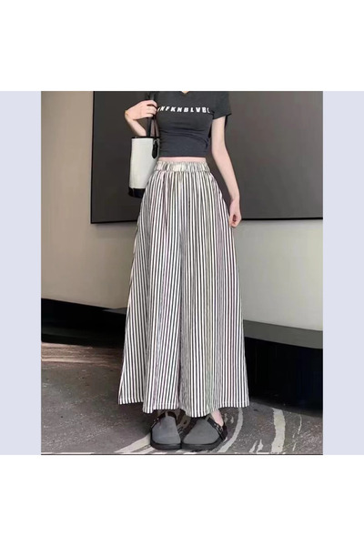 1way Striped trousers in the style of a wide skirt