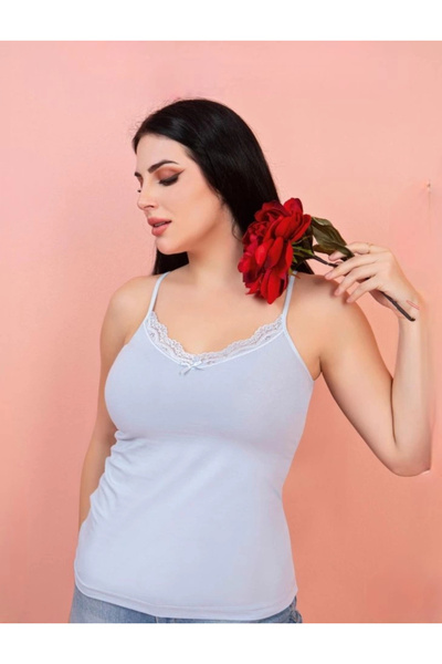 nedo7 Lace Tank Top with Rope Straps - Baby Blue