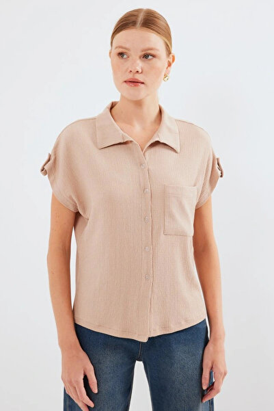 nedo7 20256 Double Short Sleeve Shirt with Cuffs - Biscuit