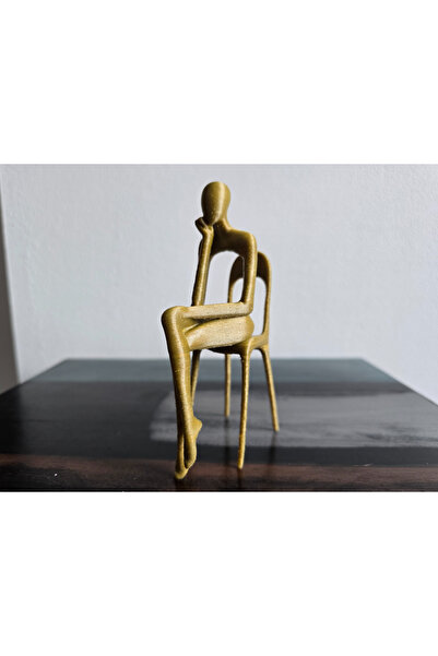 TSC 15CM Gold Renk Soyut Düşünen Heykel - Modern Ev Dekorasyonu