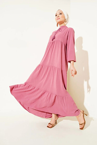 nedo7 T1627 Collar Lace-Up Dress - A. Pink