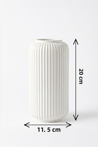 MEK Vază decorativă modernă cu linie verticală albastră (20x11,5cm)