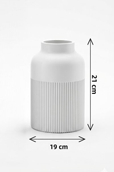 MEK Vază cu design modern în dungi albastre (21x19cm)