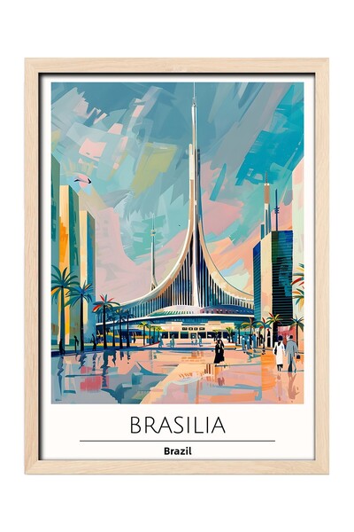 gxe.art BRASILIA BRASIL Pictură decorativă de perete cu rama din lemn