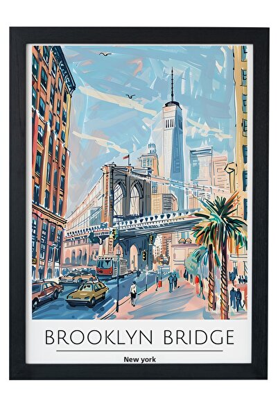 gxe.art Poster de călătorie a podului Brooklyn, New York |   Pictură decorati...