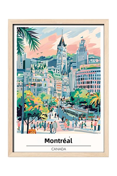 gxe.art Poster de călătorie cu skyline-ul Montrealului, Canada |   Pictură de...