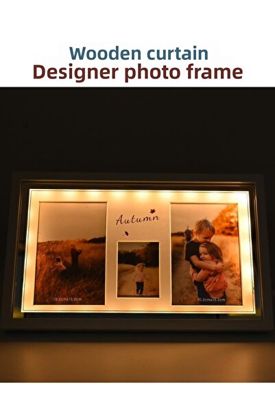 TAREZ Led Lighted Wooden White Photo Frame 34 X 21 – Illuminated Decorative D...