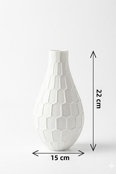 MEK Vază decorativă cu model de fagure geometrică albastră (22x15cm)