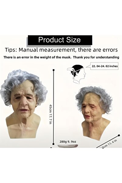 CN Realistic Old Woman Mask Realistic Face Latex Material for Parties, Costume Parties
