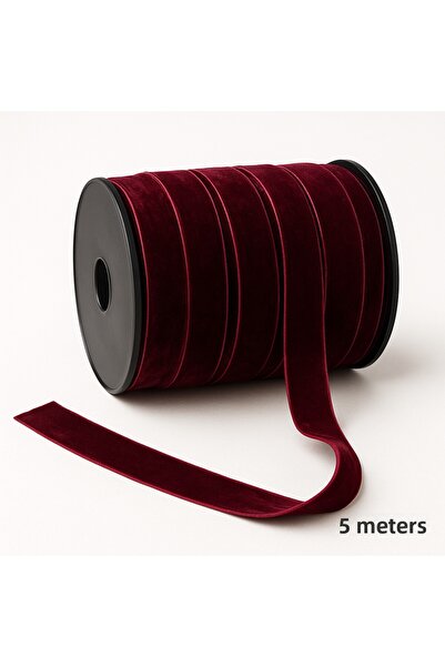 paşateks since 1995 şekil شريط مخملي مسطح من باشاتكس بعرض 2.5 سم - لون عنابي - 5 أمتار إكسسوار نسيجي ناعم الملمس