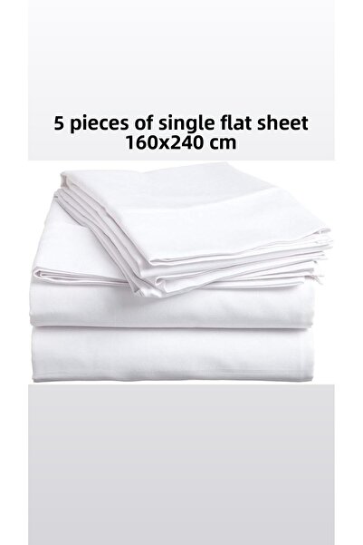 Belsina Home Ranforce single size 5-piece 160x240 cm white flat sheet set (he...