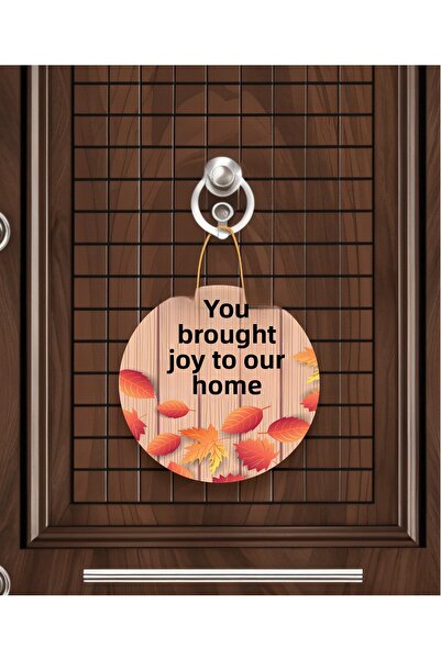 M&H Quality Rose Patterned Heart Figured Door Ornament with the Message: "You Brought Joy to Our Home" | 22.5 cm Mdf | Rope Hanger