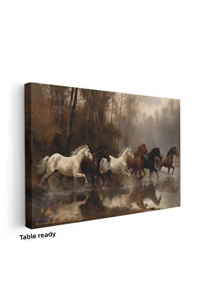 tablonhazır Οριζόντια ζωγραφική σε καμβά 5 Άλογα Ζωγραφική για το σαλόνι Ζωγρ...