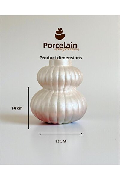 Porselian Vază decorativă cu aspect antic cu dungi 14x13 cm Obiect metalic pentru sufragerie