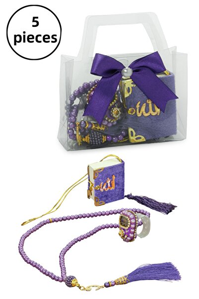 ihvan online 5 Mevlüt Gifts with Bags - Zikirmatik Prayer Beads Mini Quran Se...