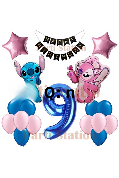 Parti Station مجموعة بالونات حفلة عيد ميلاد ليلو وستيتش وأنجل لعمر 9 سنوات مع...