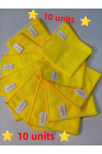 CAQA HOME Σετ 10 κίτρινων πανιών μικροϊνών 40x40 εκ. για κουζίνα και γενικό κ...
