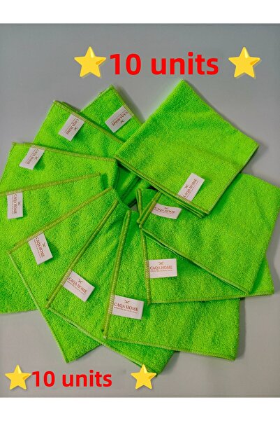 CAQA HOME Σετ 10 πράσινων πανιών μικροϊνών 40x40 εκ. για κουζίνα και γενικό κ...